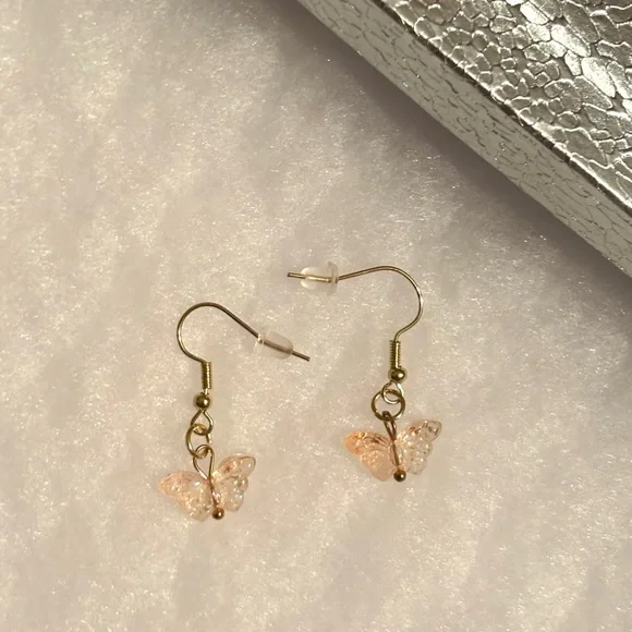 Gold Butterfly Earrings - Picture 2 of 2